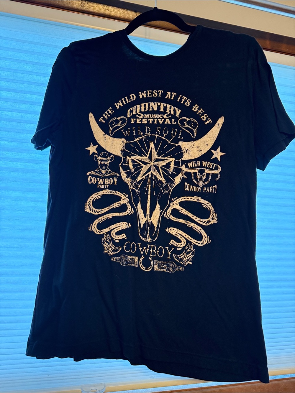 mine Black Short-Sleeve Cowboy Skull Graphic Tee